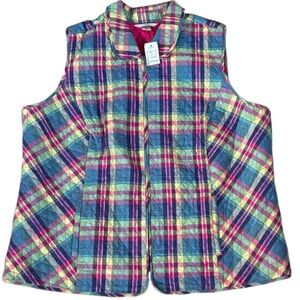 NWT CJ Bank Quilted Zip Front Vest Plaid Size 2X